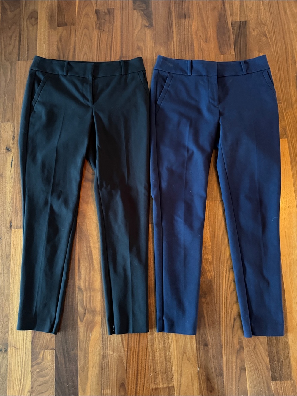 LOFT Black and Navy Slim Ankle Trousers